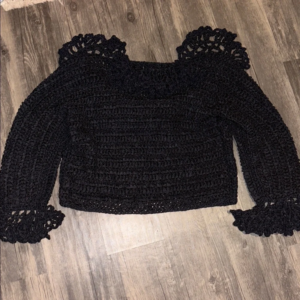 Elegant Black Crochet Sweater woman’s medium